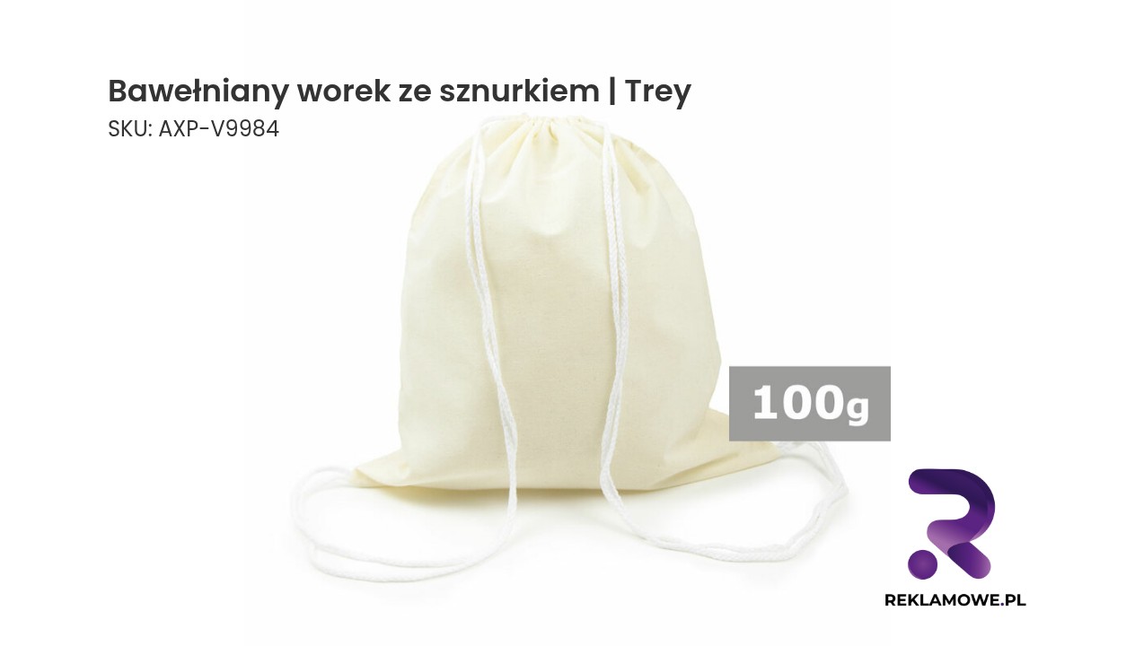 Bawełniany worek ze sznurkiem Trey w neutralnym kolorze