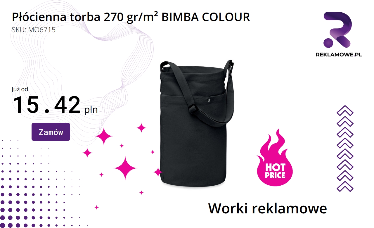 Torba z płÓtna Bimba Colour o gramaturze 270 gr/m² w kolorze