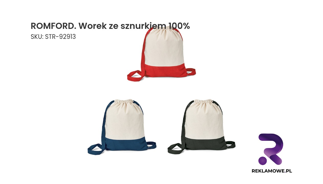 Worek ze sznurkiem ROMFORD wykonany w 100% z bawełny