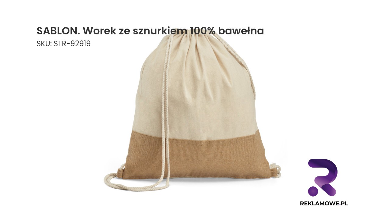 SABLON. Worek ze sznurkiem, 100% bawełna (160 g/m²) Worek ze sznurkiem wykonany z 100% bawełny