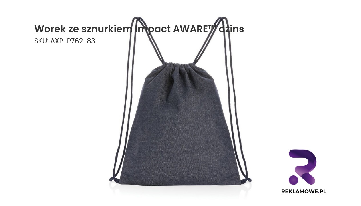 Worek ze sznurkiem Impact AWARE™, dżins z recyklingu Worek ze sznurkiem Impact AWARE wykonany z materiału przypominającego dżins