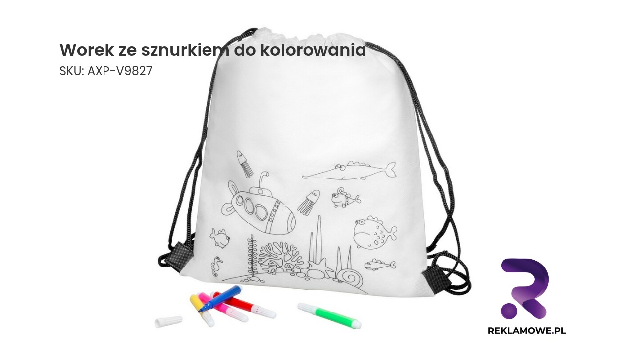 Worek ze sznurkiem do kolorowania, flamastry | Franklin Worek ze sznurkiem do kolorowania