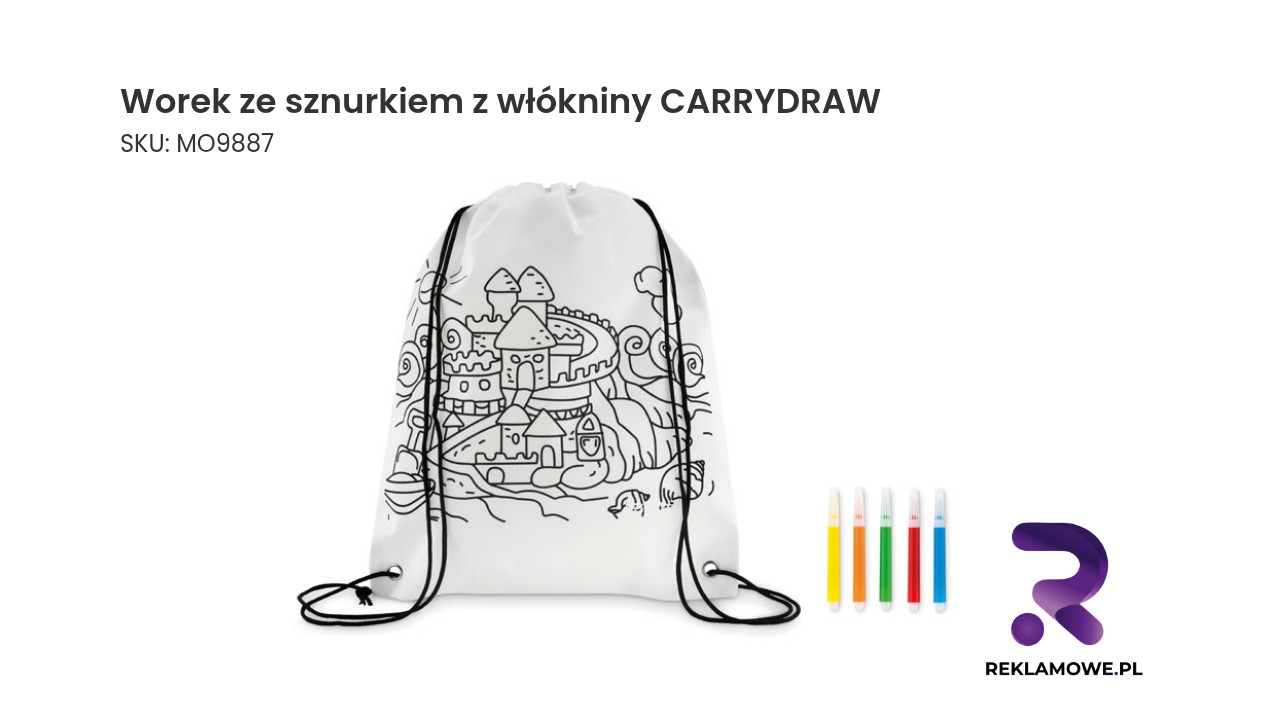 Niebieski worek ze sznurkiem z włókniny CARRYDRAW