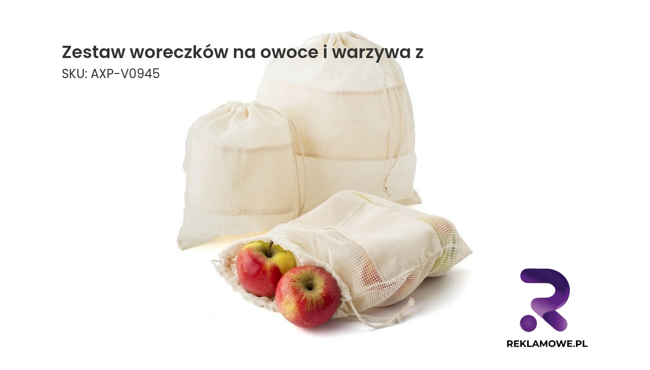 Zestaw woreczków na owoce i warzywa z bawełny organicznej, 3 szt. Zestaw woreczków na owoce i warzywa