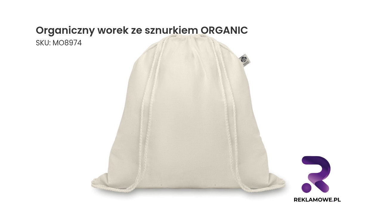 Organiczny worek ze sznurkiem ORGANIC HUNDRED Organiczny worek ze sznurkiem ORGANIC – ekologiczny bawełniany worek na zakupy i przechowywanie