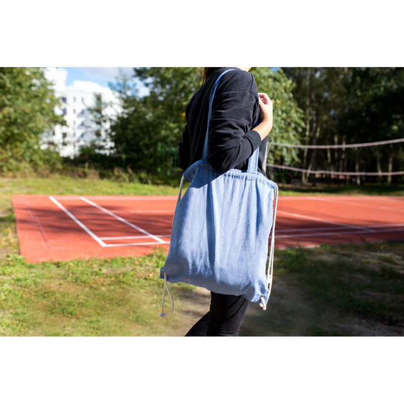 Worek reklamowy worek ze sznurkiem i torba na zakupy z bawełny z recyklingu, 2 w 1 | jamarion V2149_D Worek ze sznurkiem i torba na zakupy z bawełny z recyklingu, 2 w 1 | Jamarion V2149_D