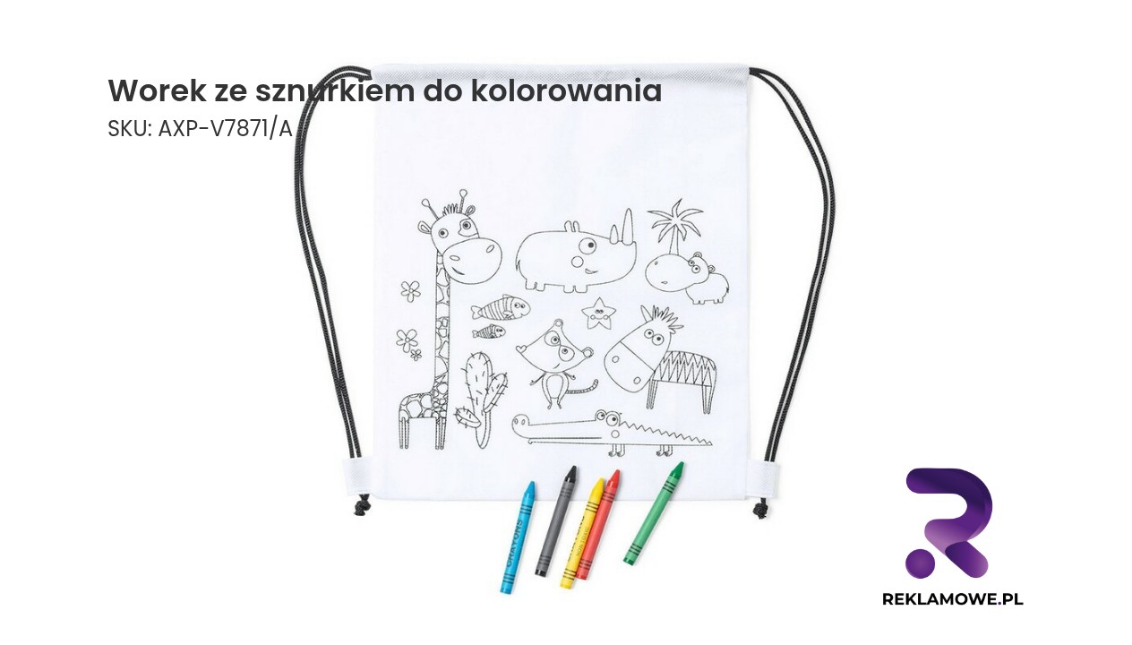 Worek ze sznurkiem z motywem do kolorowania kredkami