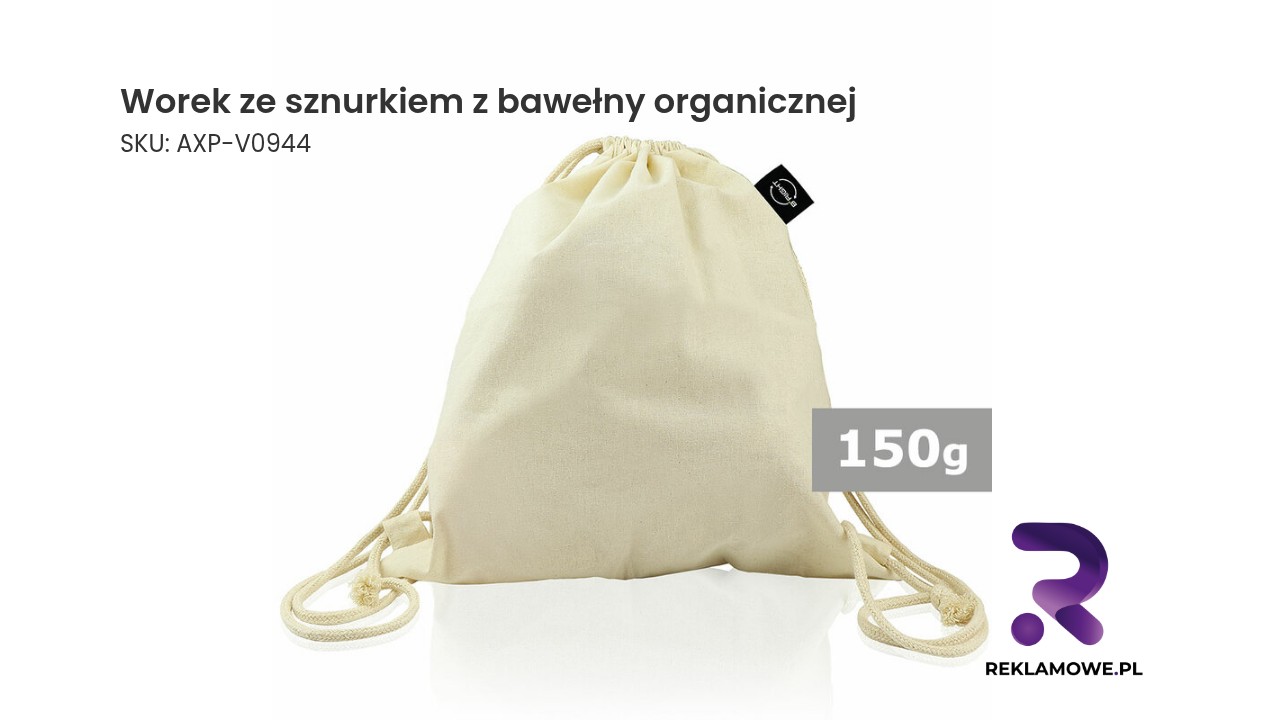 Worek ze sznurkiem wykonany z bawełny organicznej