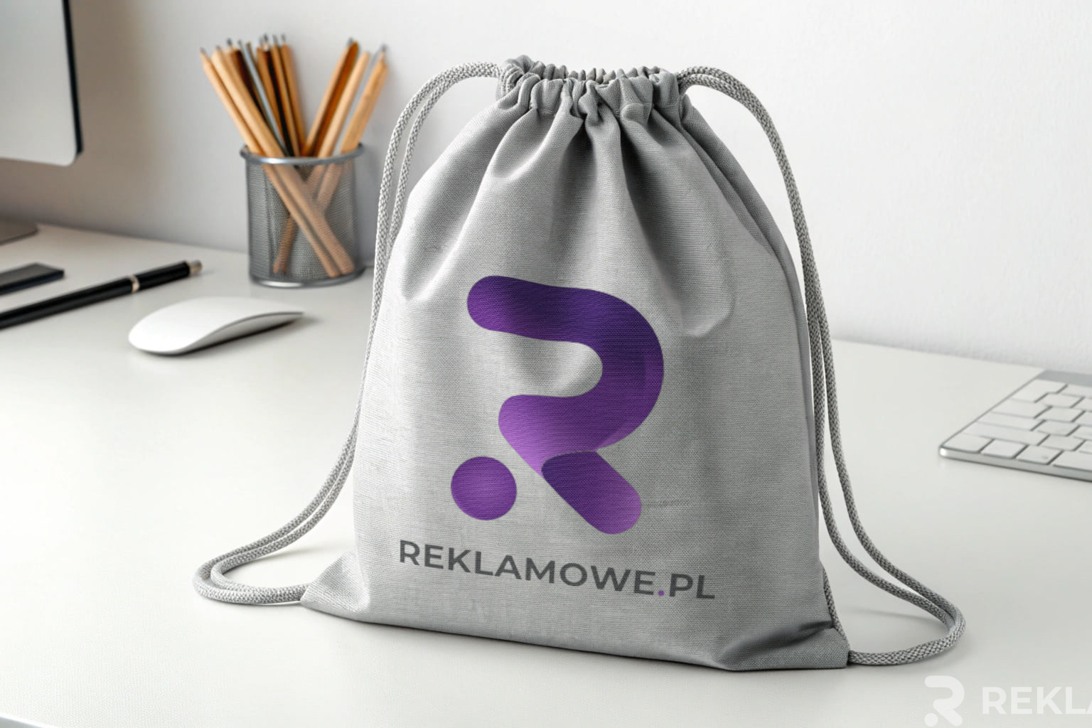 Worki reklamowe z logo na tle ustawowego dokumentu